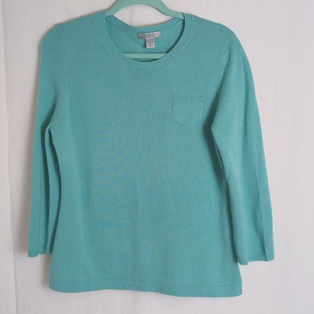 Geneva Cashmere Sweater Size L Aqua